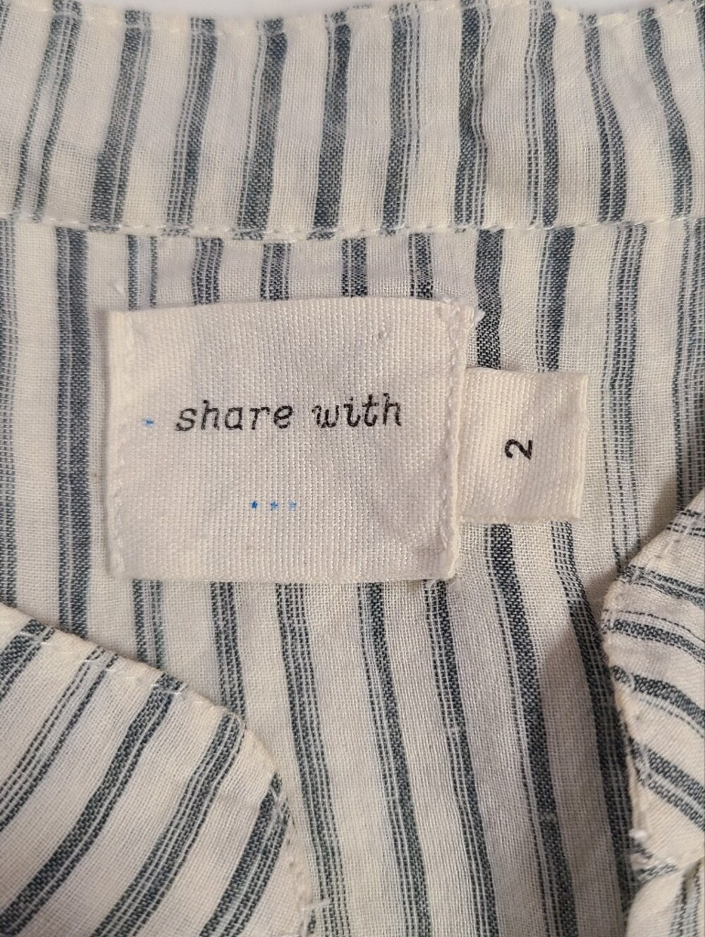 Share With Striped V-Neck Tunic Blouse Multi Tiered Ruffle Sleeve Size 2 - Picture 4 of 8